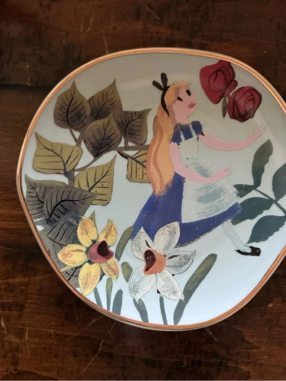 Disney Floral Alice in Wonderland Dessert Plates Pastel Pink, Blue & Purple